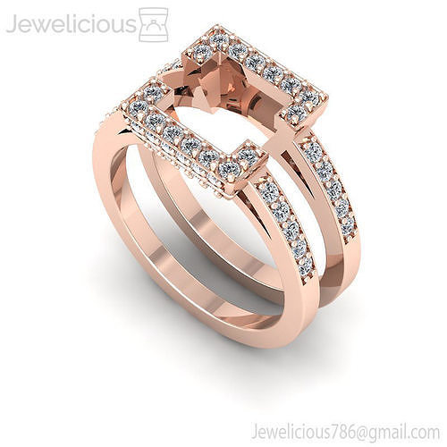 Jewelicious-812-Ring gold princess cut diamond engagement ring