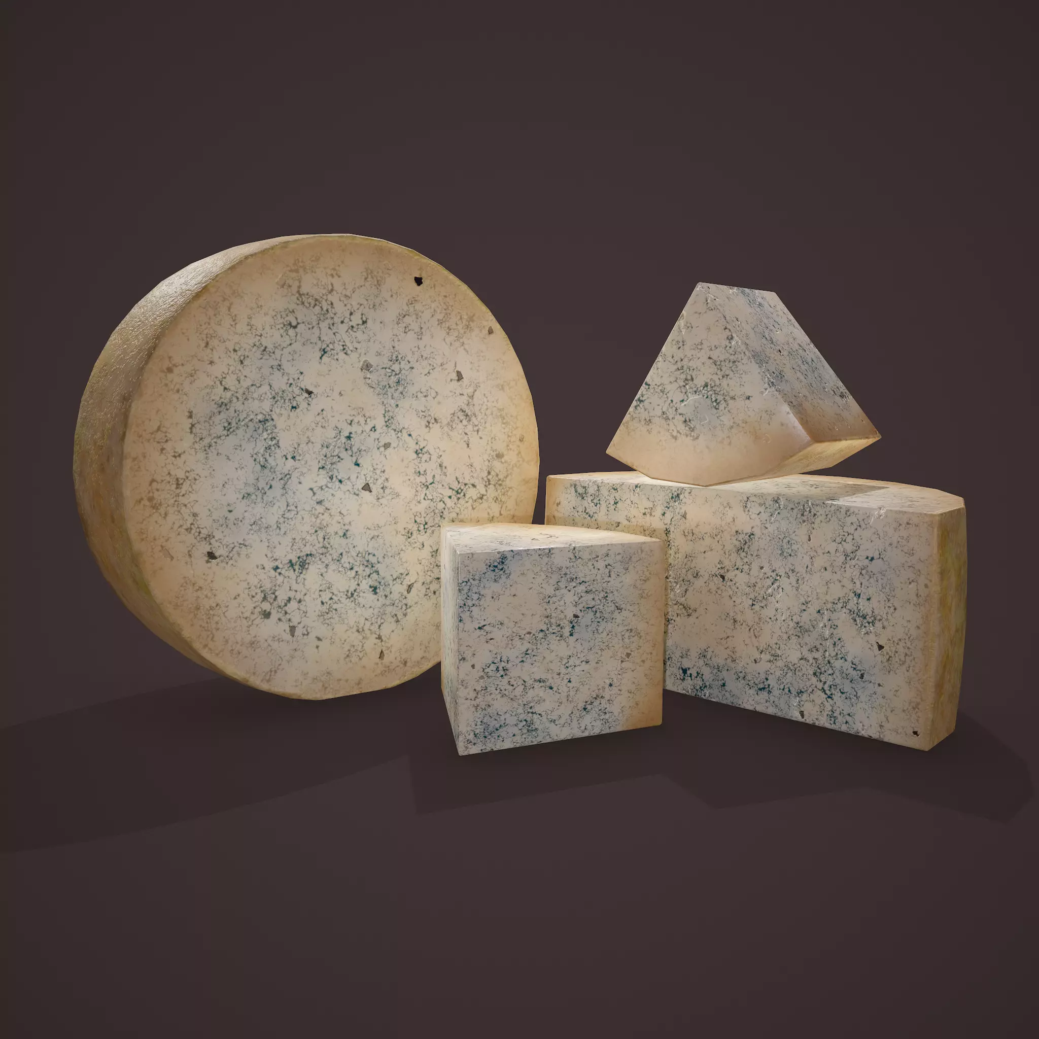 Gorgonzola Cheeses Low-poly 3D model