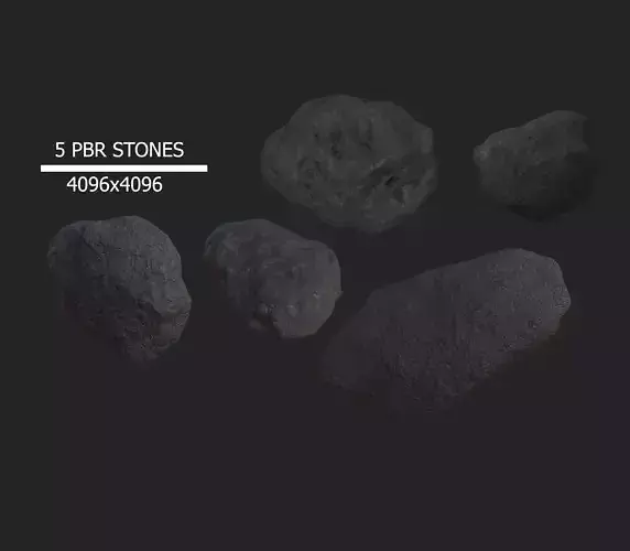 5 PBR stones rock 3D Model Collection