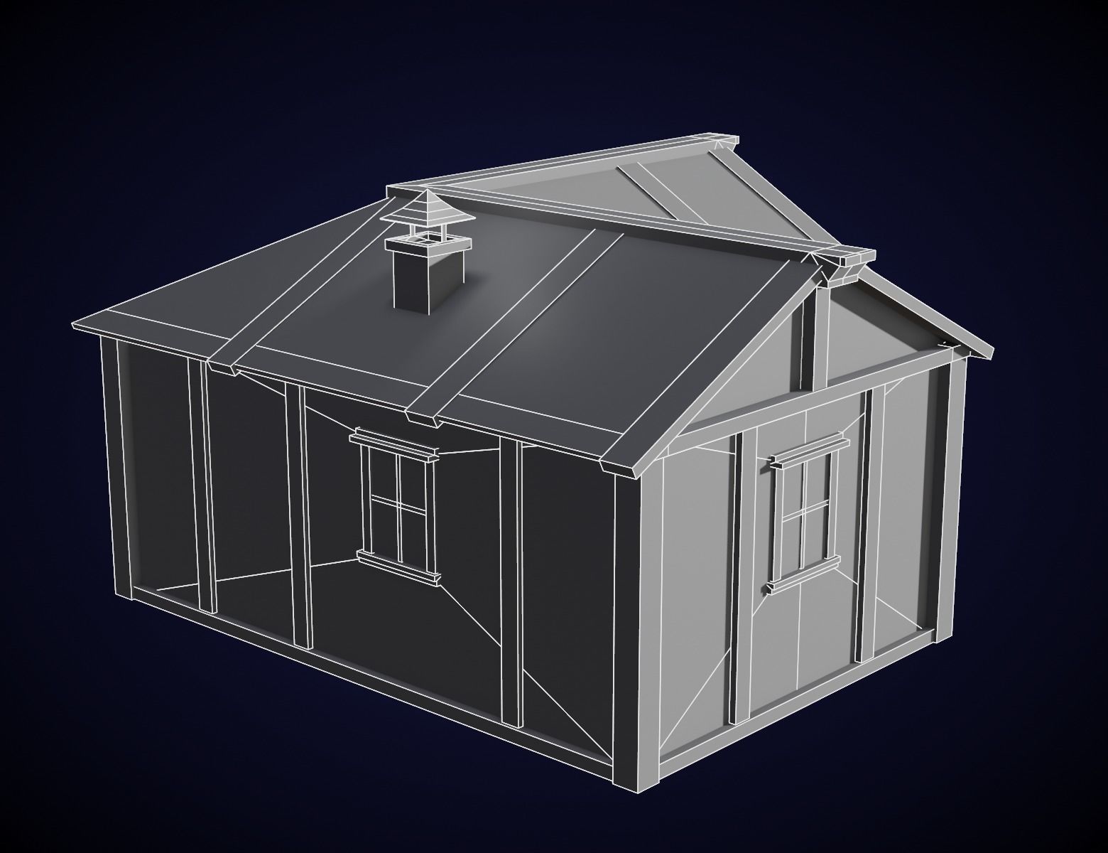 Medieval House Low-poly 3D model_8