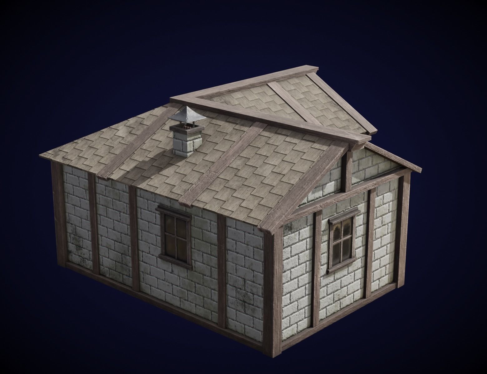 Medieval House Low-poly 3D model_1