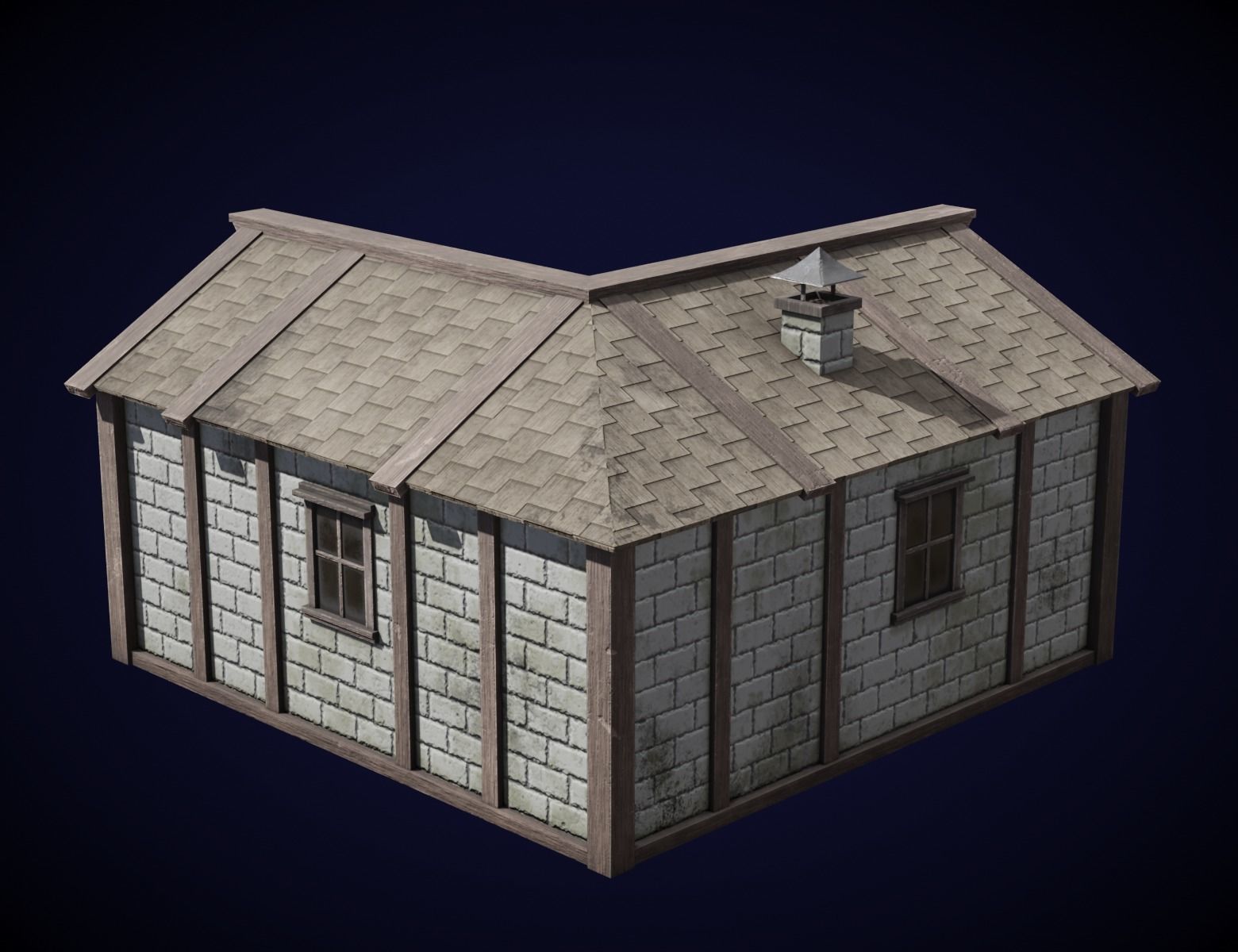 Medieval House Low-poly 3D model_2