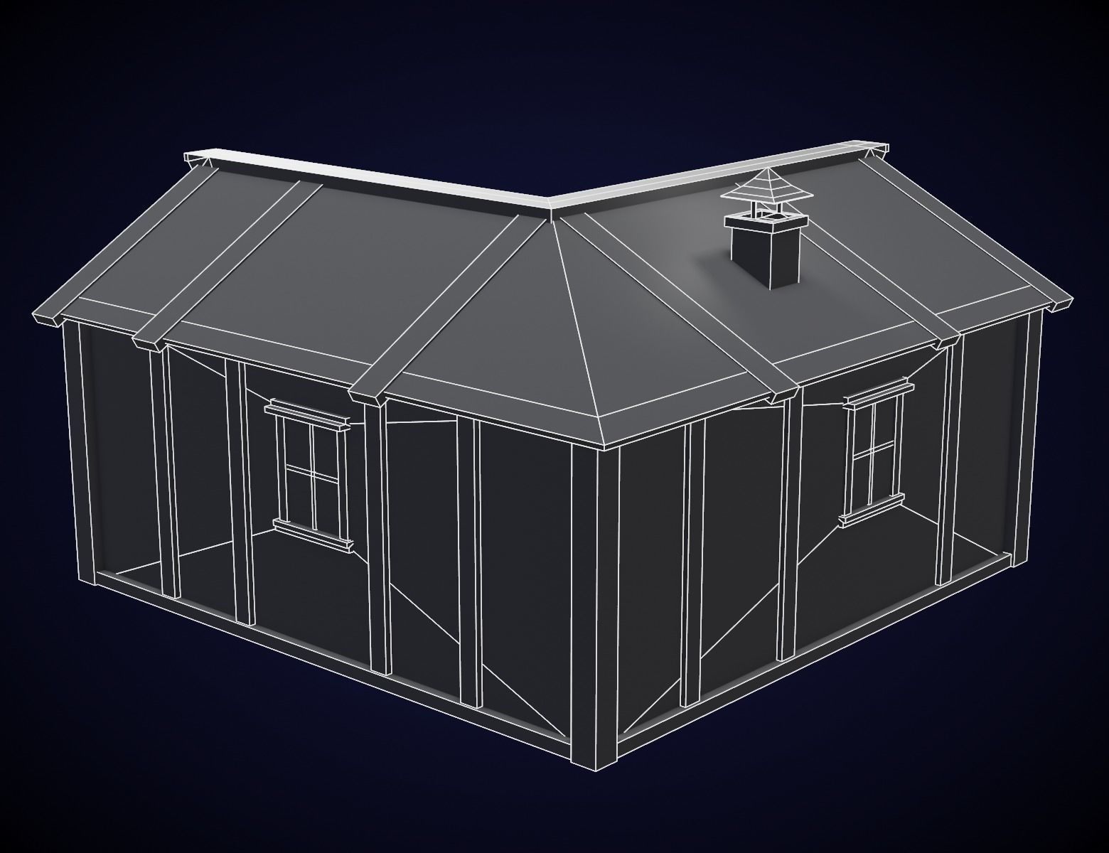 Medieval House Low-poly 3D model_9