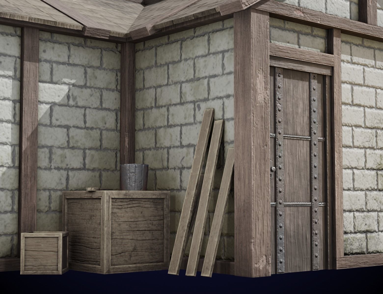 Medieval House Low-poly 3D model_4