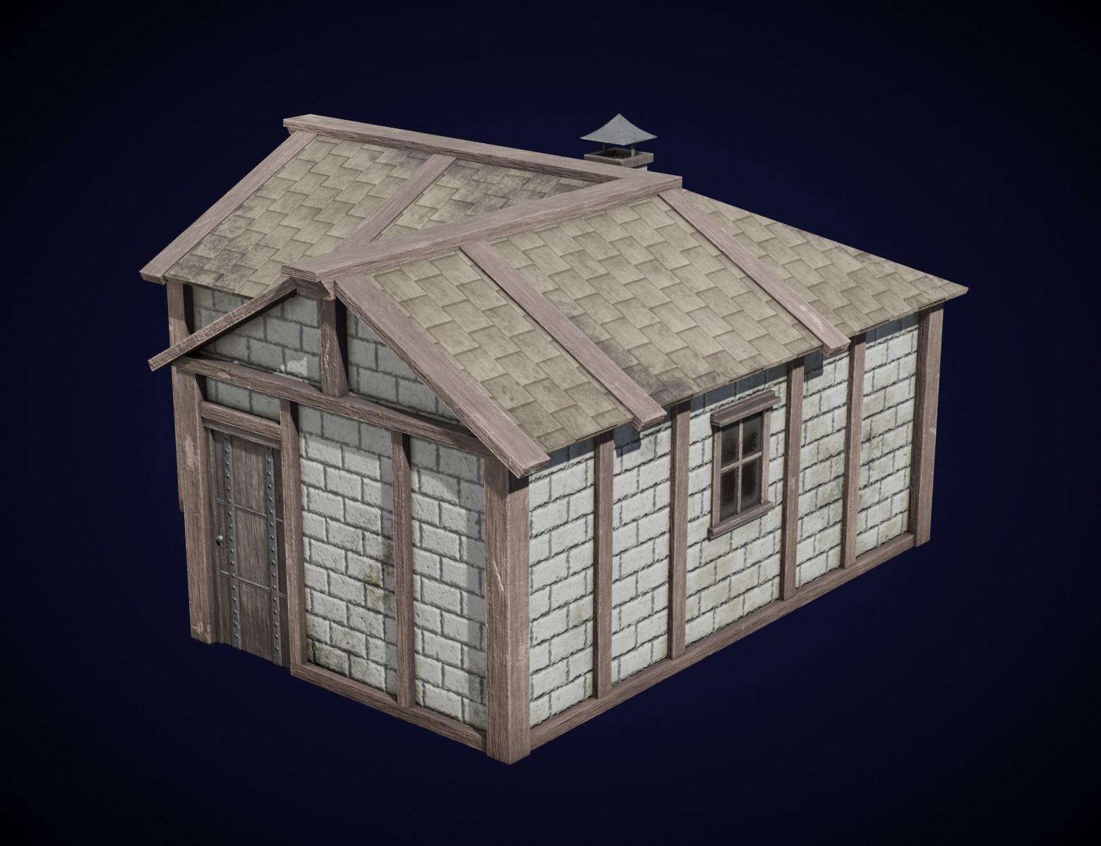 Medieval House Low-poly 3D model_3
