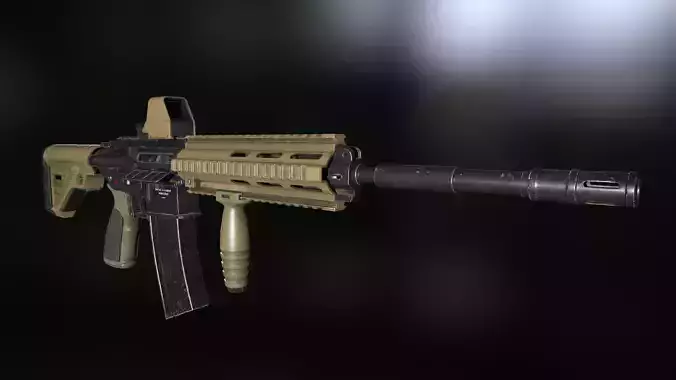HK416 heckler and koch  Assault riffle gun  Low-poly 3D model