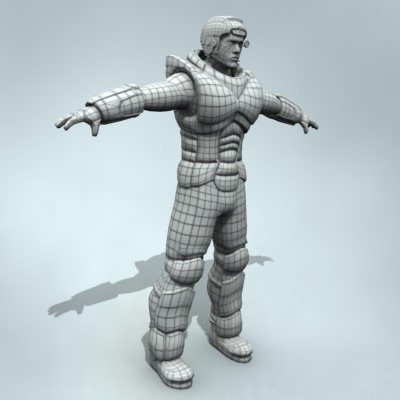 Mercenary soldier with rifle 3D model_9