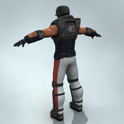 Mercenary soldier with rifle 3D model_7