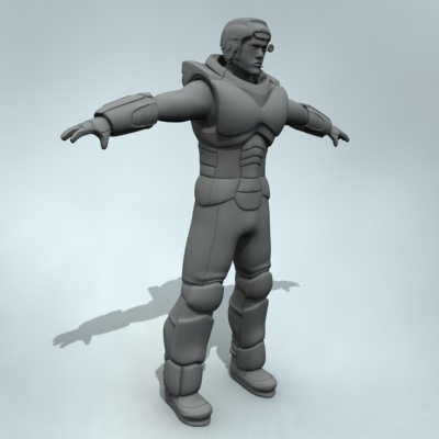 Mercenary soldier with rifle 3D model_8