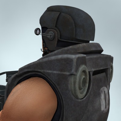 Mercenary soldier with rifle 3D model_3