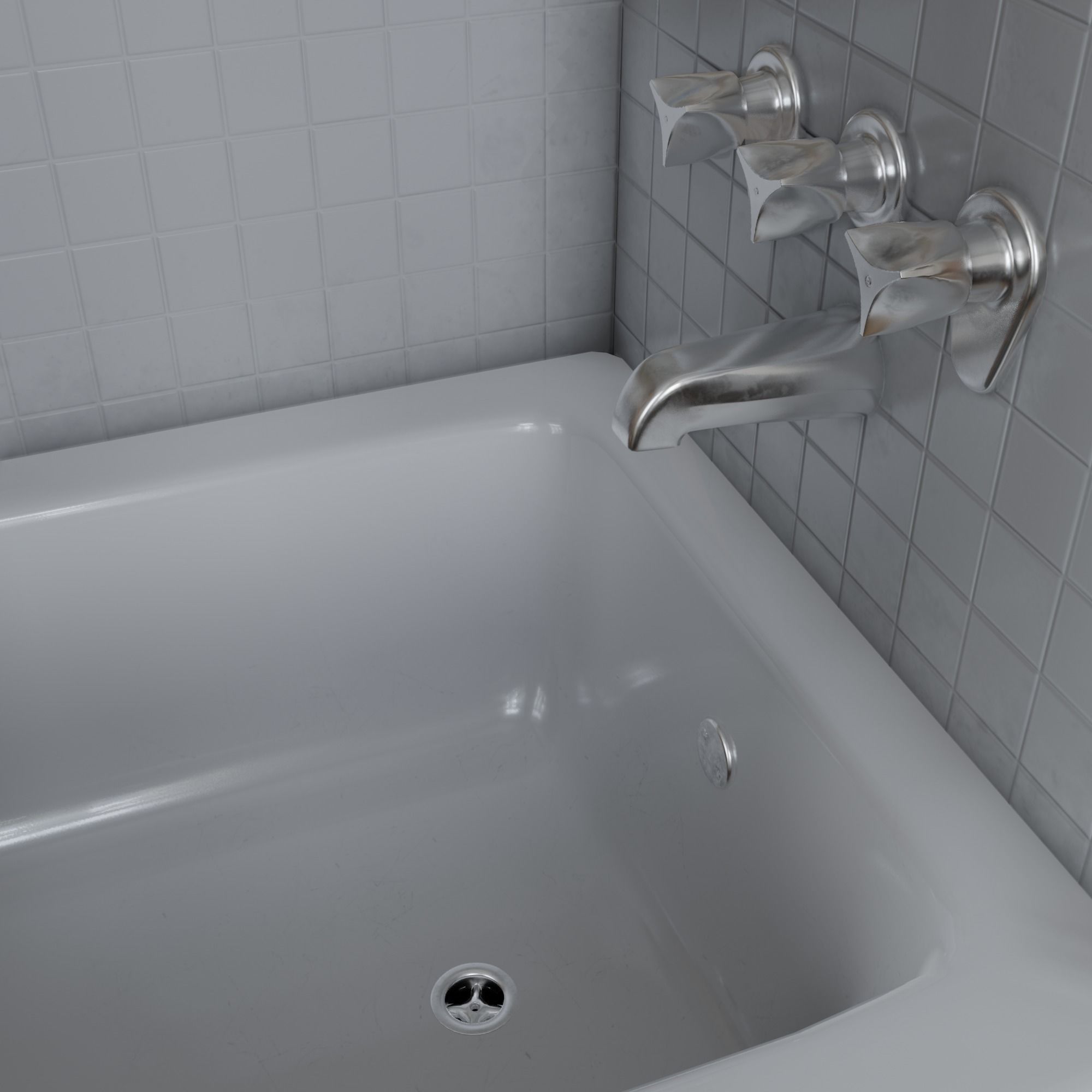 Bathtub with Shower Free low-poly 3D model_15
