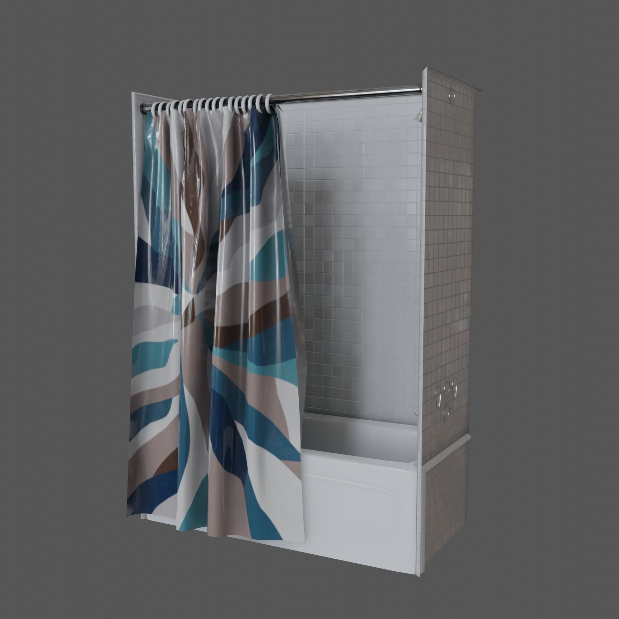 Bathtub with Shower Free low-poly 3D model_3