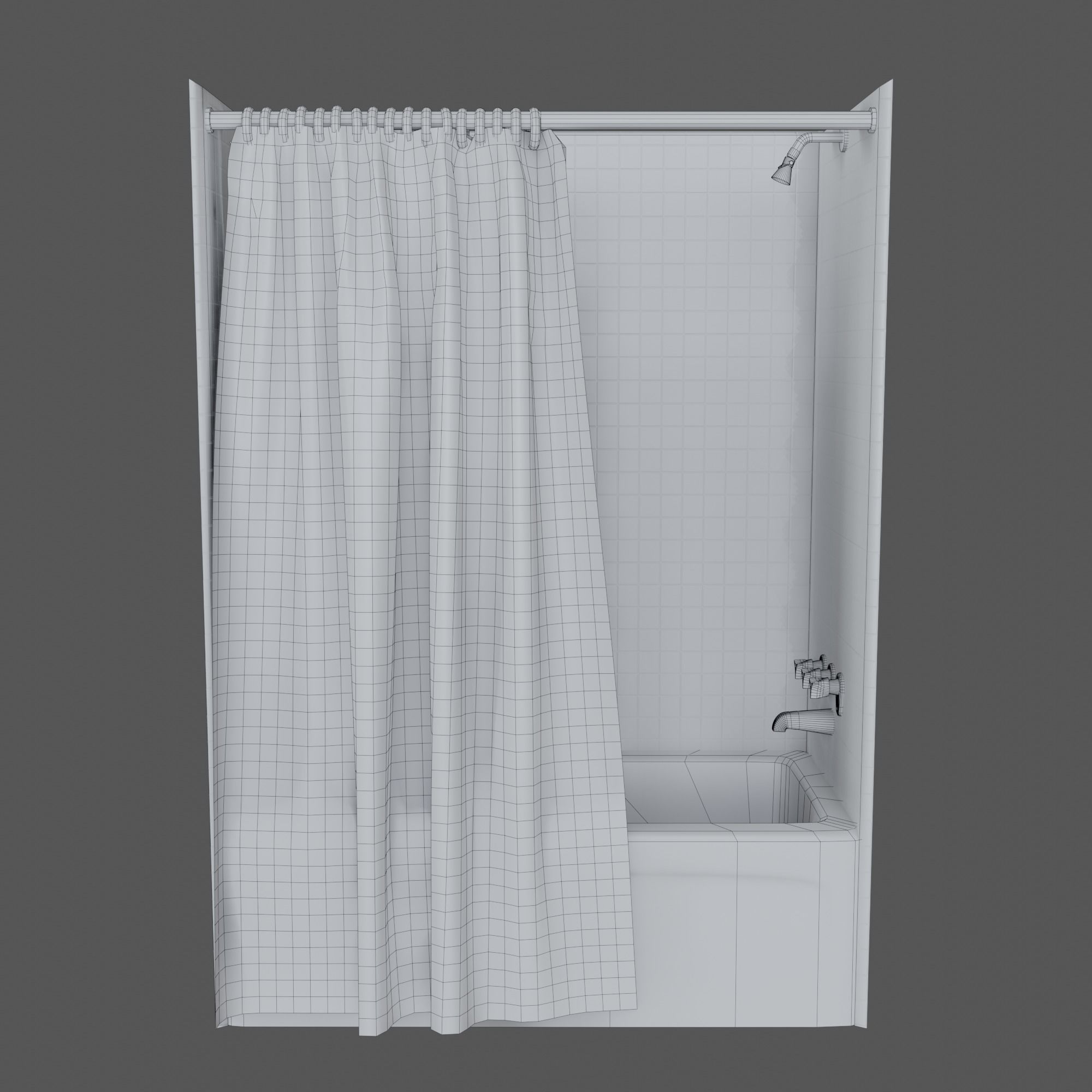 Bathtub with Shower Free low-poly 3D model_2