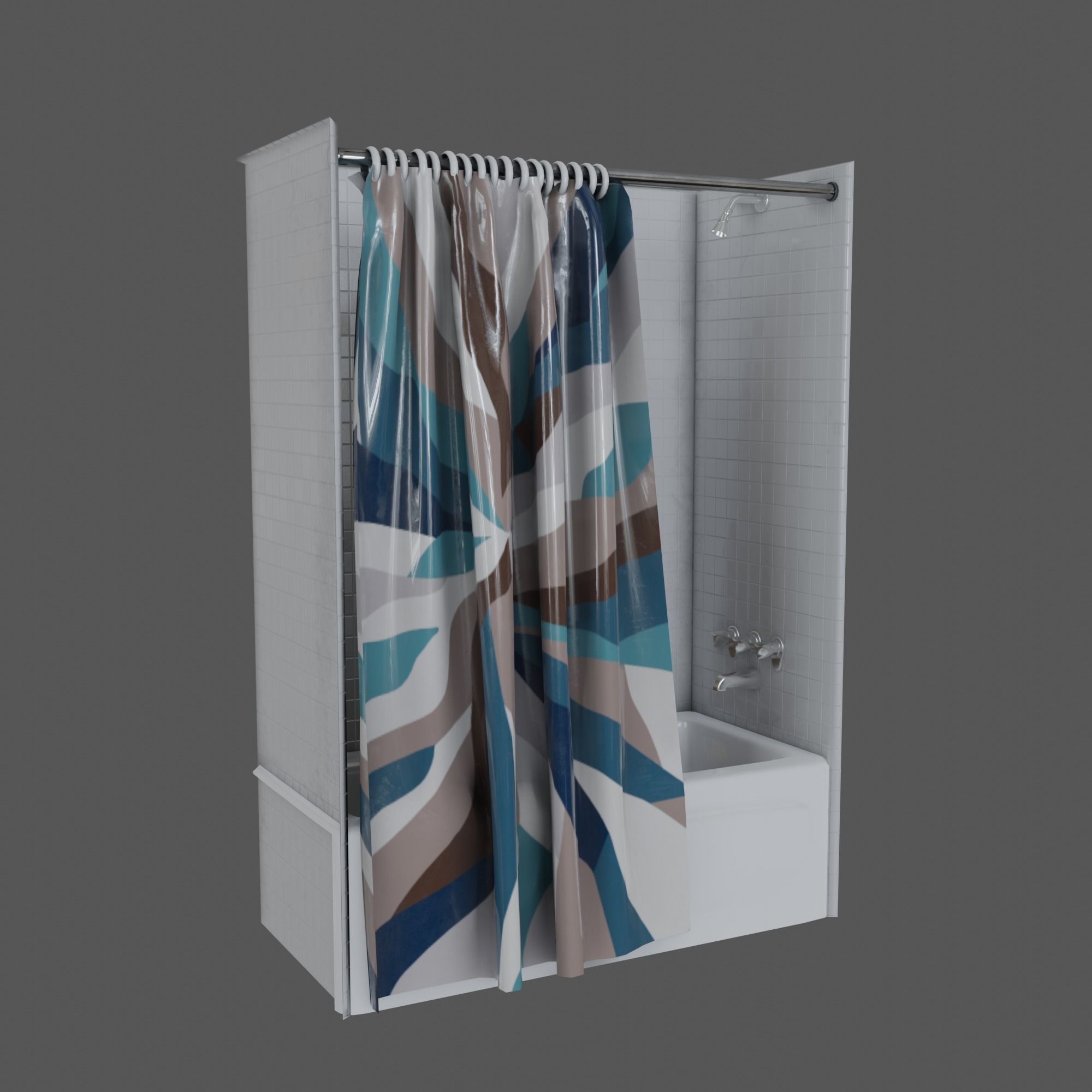 Bathtub with Shower Free low-poly 3D model_5