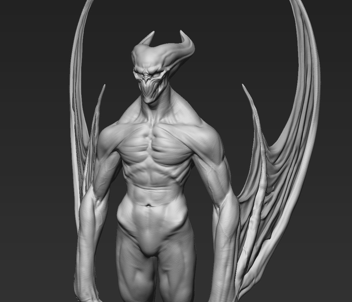 Demon with wings 3D print model_5