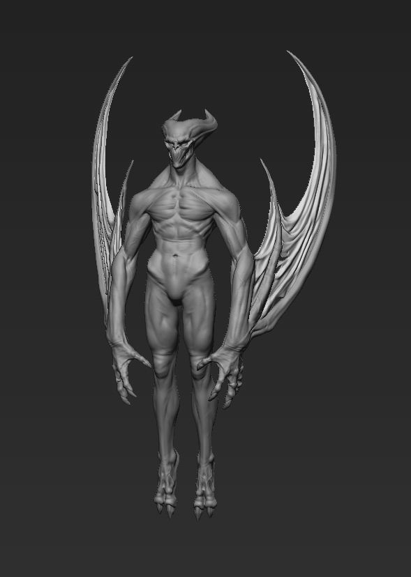Demon with wings 3D print model_3