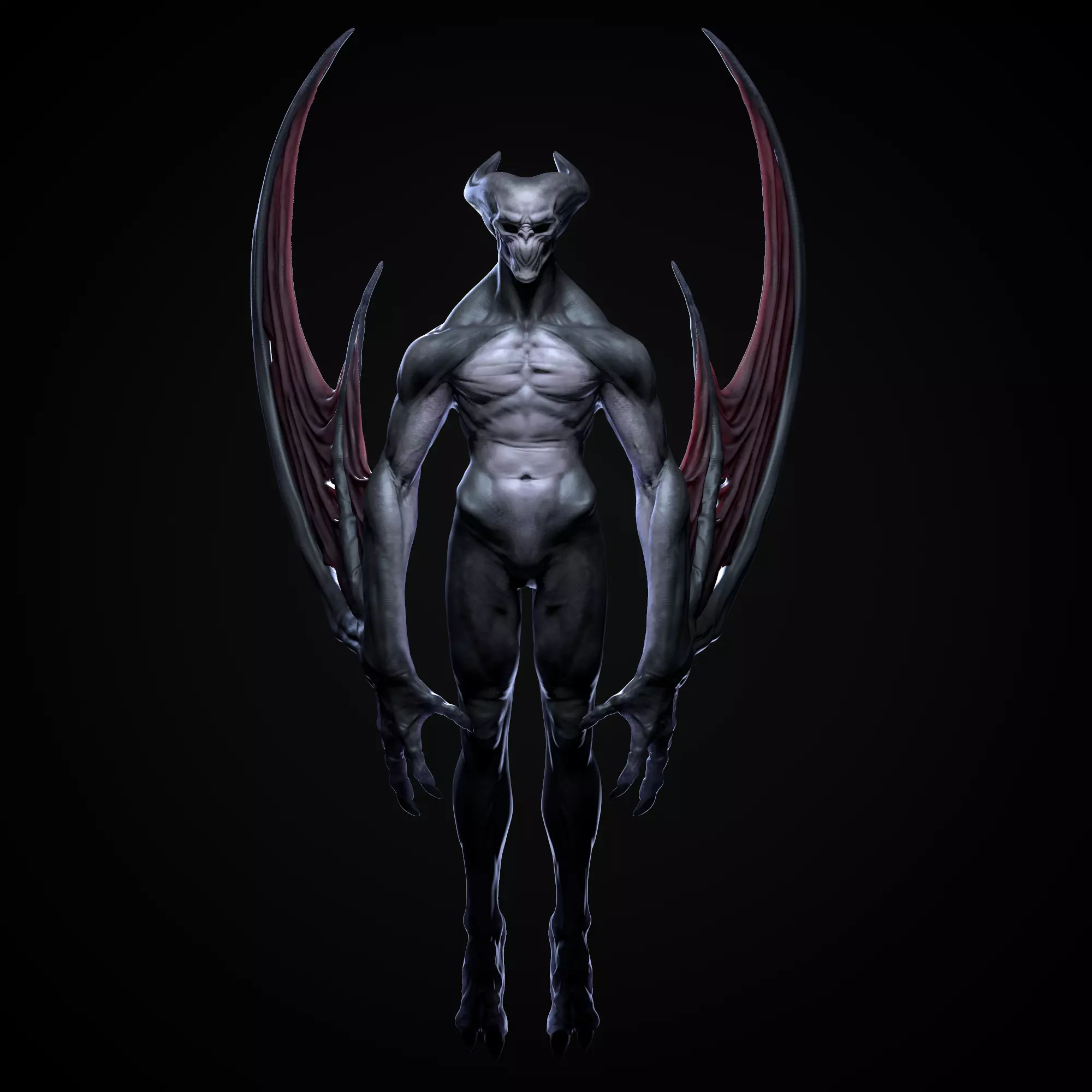 Demon with wings 3D print model_0