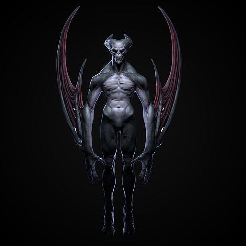 Demon with wings 3D print model