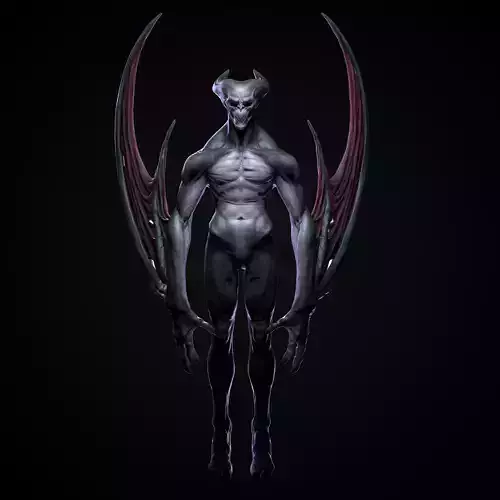Demon with wings 3D print model