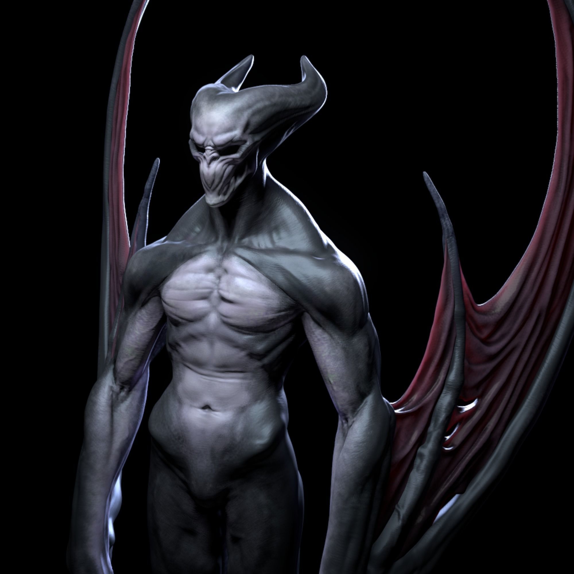 Demon with wings 3D print model_2