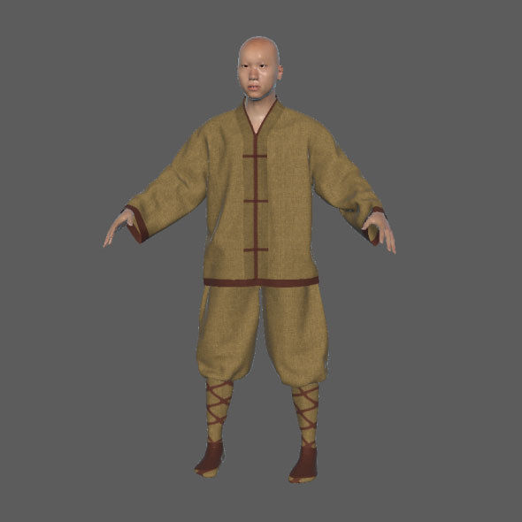 Monk with Clothes 3D model_1