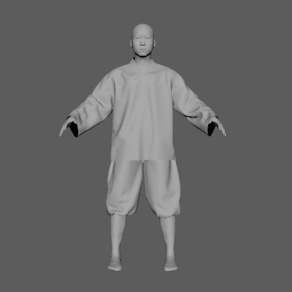 Monk with Clothes 3D model_15