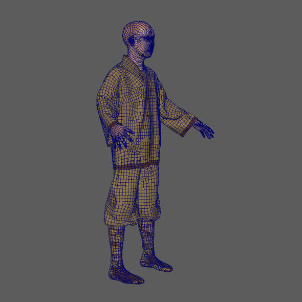 Monk with Clothes 3D model_7