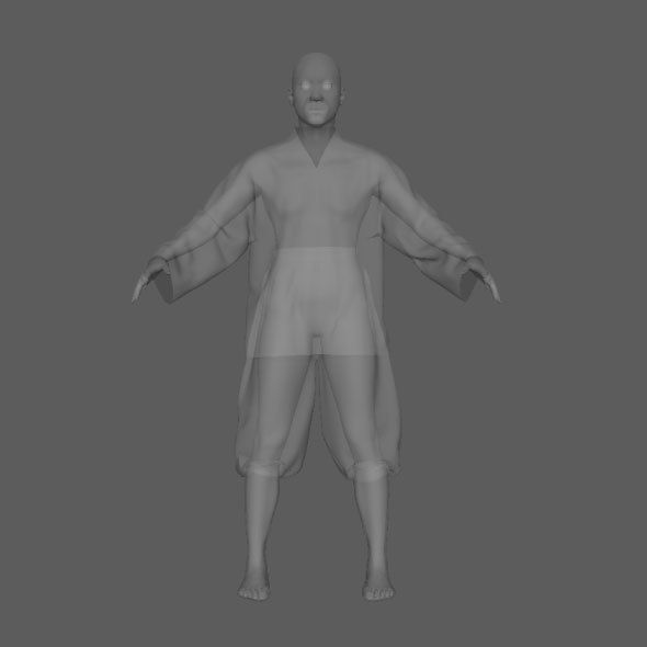 Monk with Clothes 3D model_6