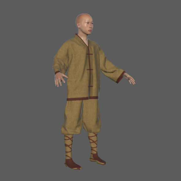 Monk with Clothes 3D model_13
