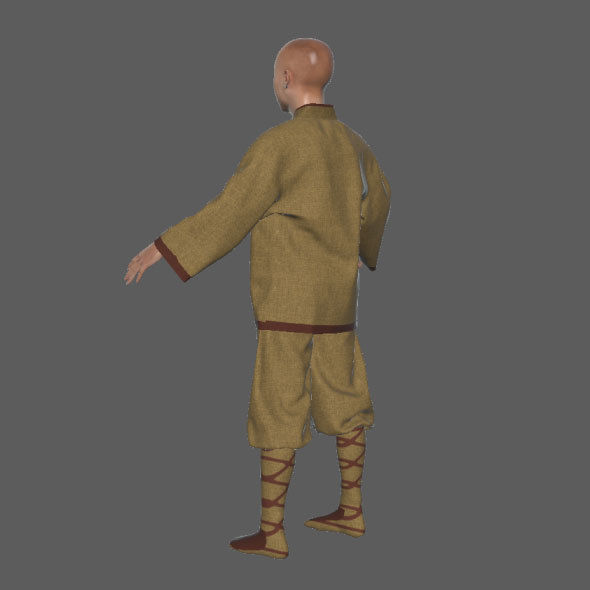 Monk with Clothes 3D model_14