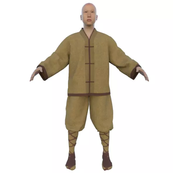 Monk with Clothes 3D model_0
