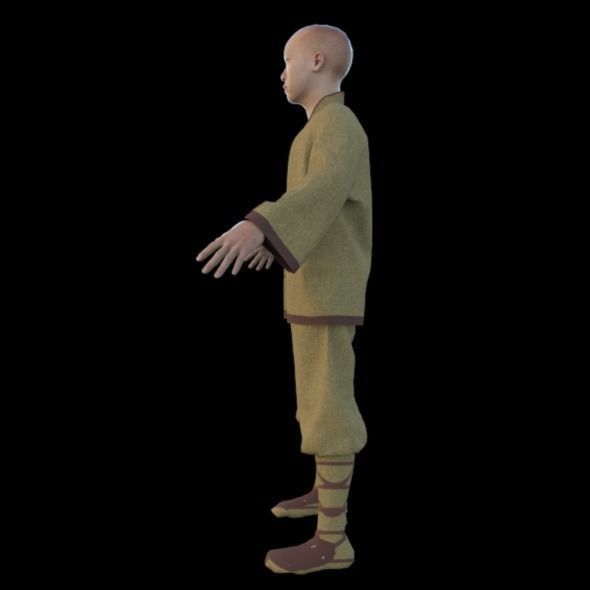 Monk with Clothes 3D model_2