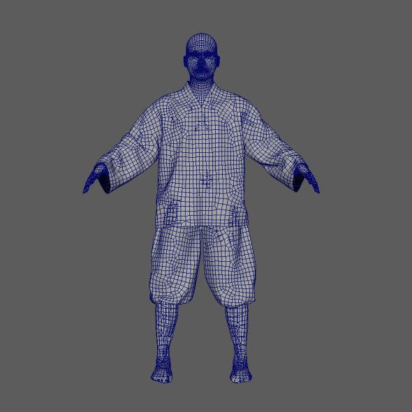 Monk with Clothes 3D model_10