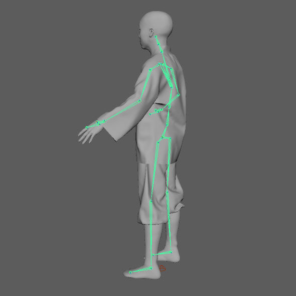 Monk with Clothes 3D model_5