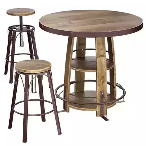 Bayshore Pub Table Set 3D model