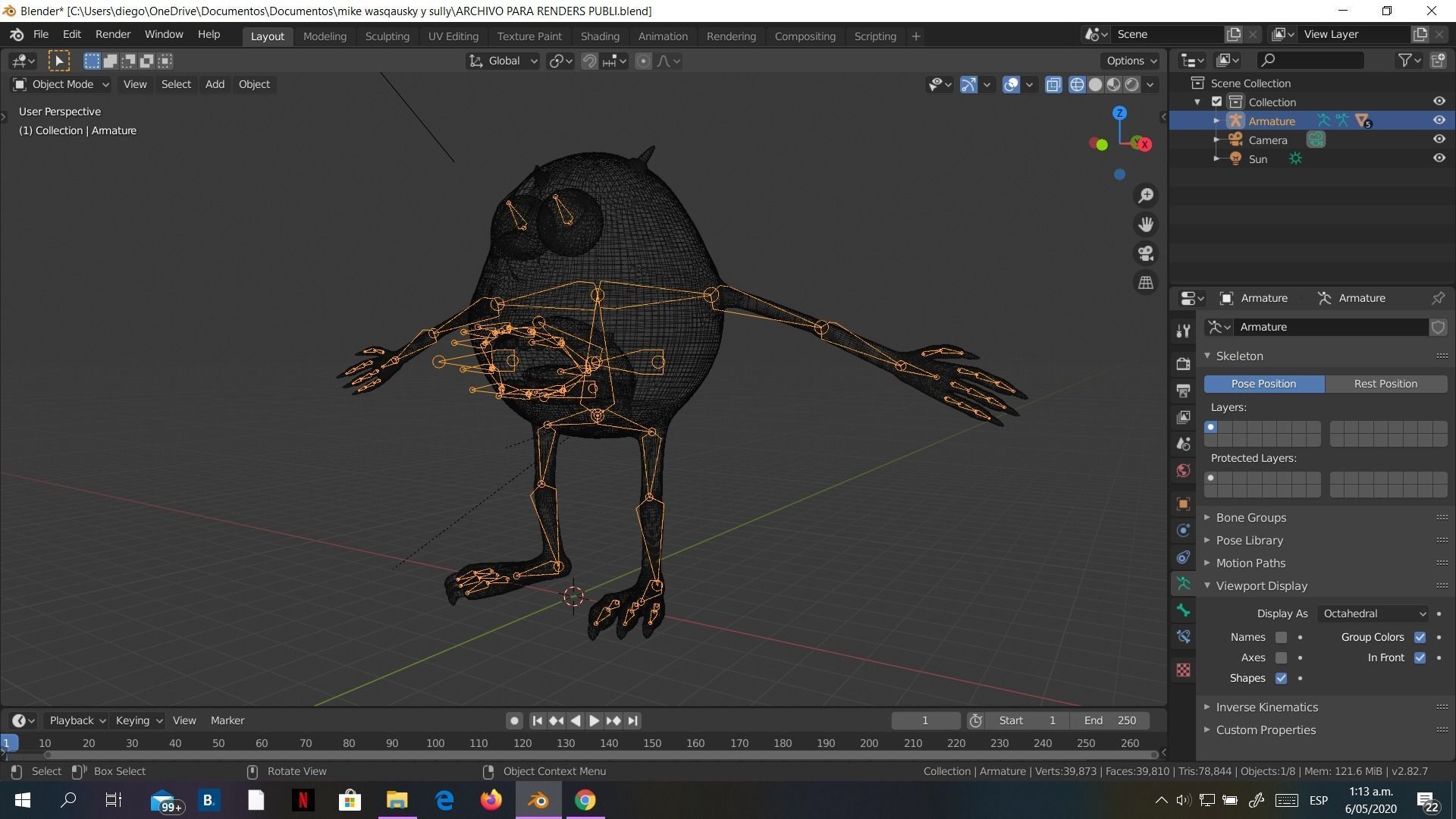 Low-Poly Mike Wazowski meme 3D model rigged Blender trends  Low-poly 3D model_13