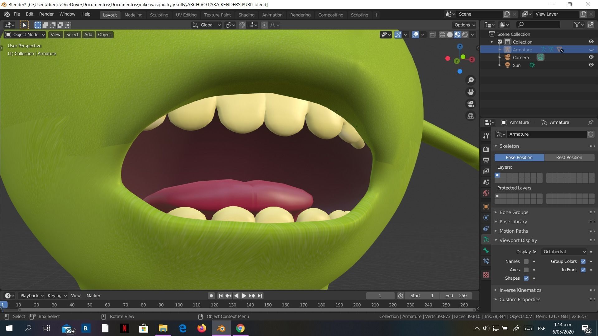 Low-Poly Mike Wazowski meme 3D model rigged Blender trends  Low-poly 3D model_18