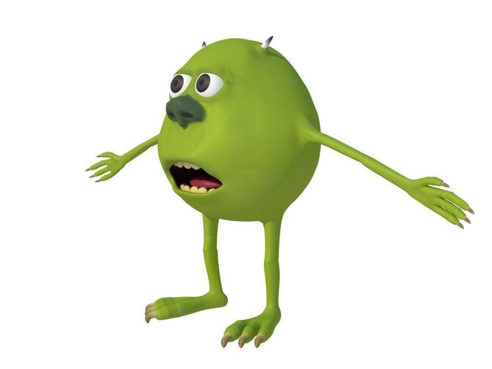 Low-Poly Mike Wazowski meme 3D model rigged Blender trends  Low-poly 3D model_12