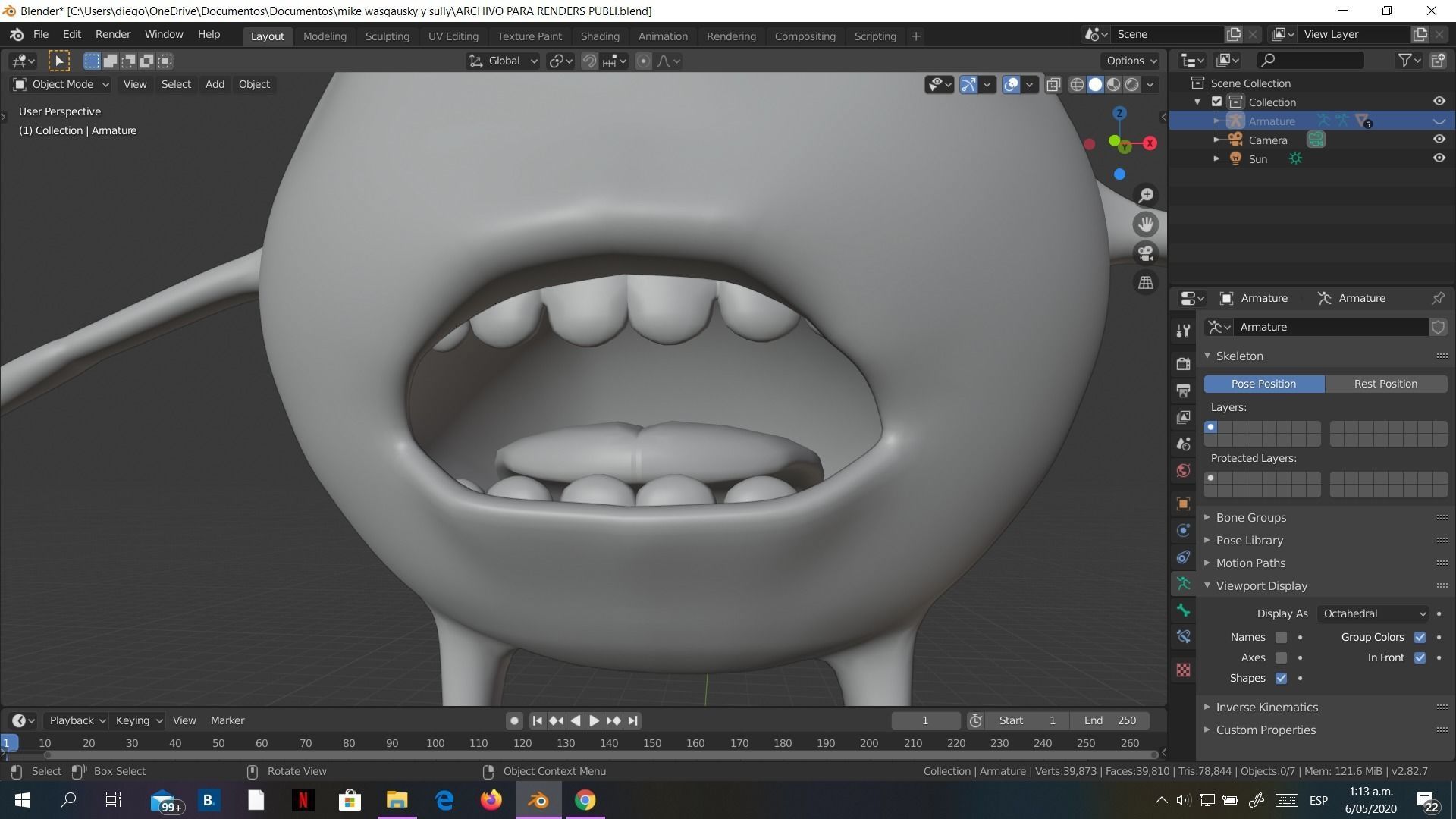 Low-Poly Mike Wazowski meme 3D model rigged Blender trends  Low-poly 3D model_15