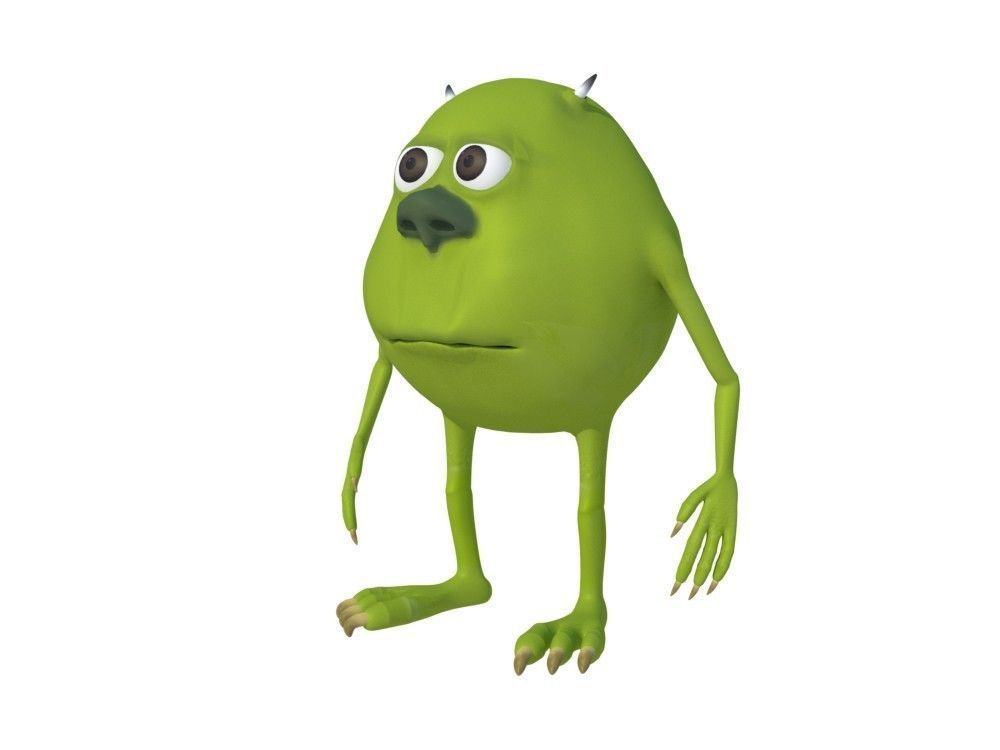 Low-Poly Mike Wazowski meme 3D model rigged Blender trends  Low-poly 3D model_2