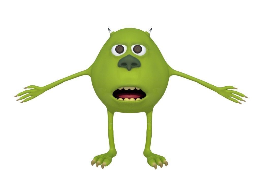 Low-Poly Mike Wazowski meme 3D model rigged Blender trends  Low-poly 3D model_1