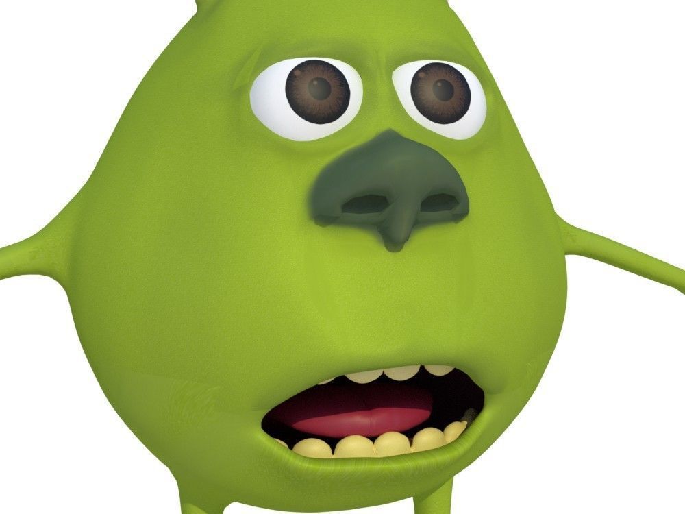 Low-Poly Mike Wazowski meme 3D model rigged Blender trends  Low-poly 3D model_3