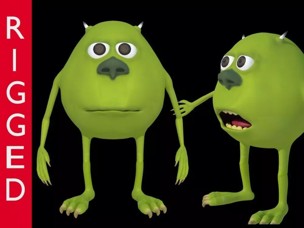 Low-Poly Mike Wazowski meme 3D model rigged Blender trends  Low-poly 3D model_0
