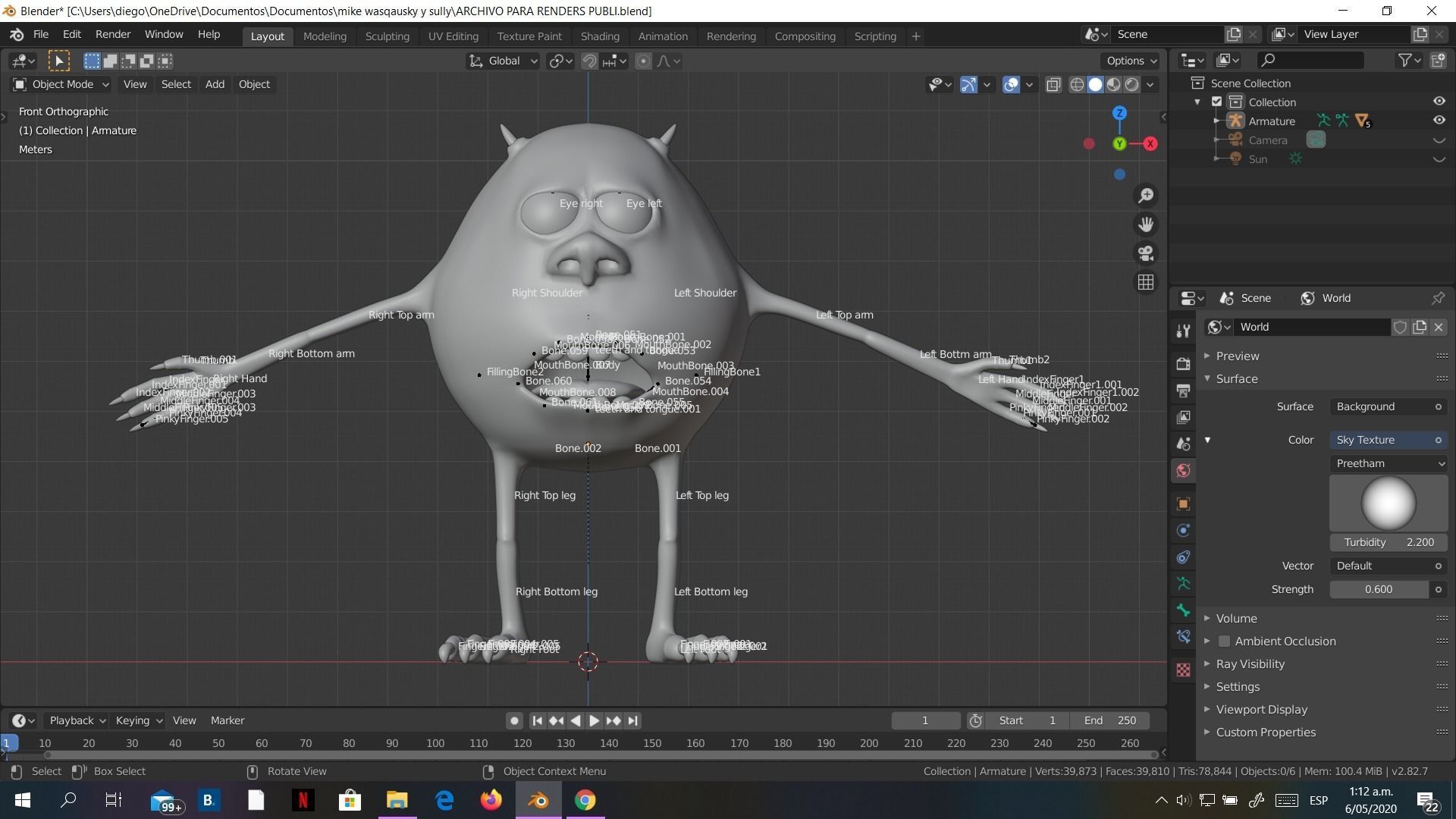 Low-Poly Mike Wazowski meme 3D model rigged Blender trends  Low-poly 3D model_14