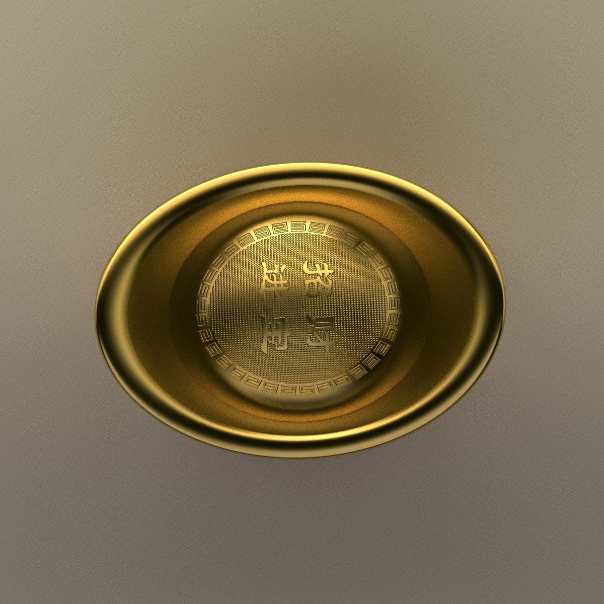 Chinese gold ingot 3D model_3