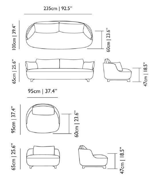 canape 3d model seater sofa Low-poly 3D model_1