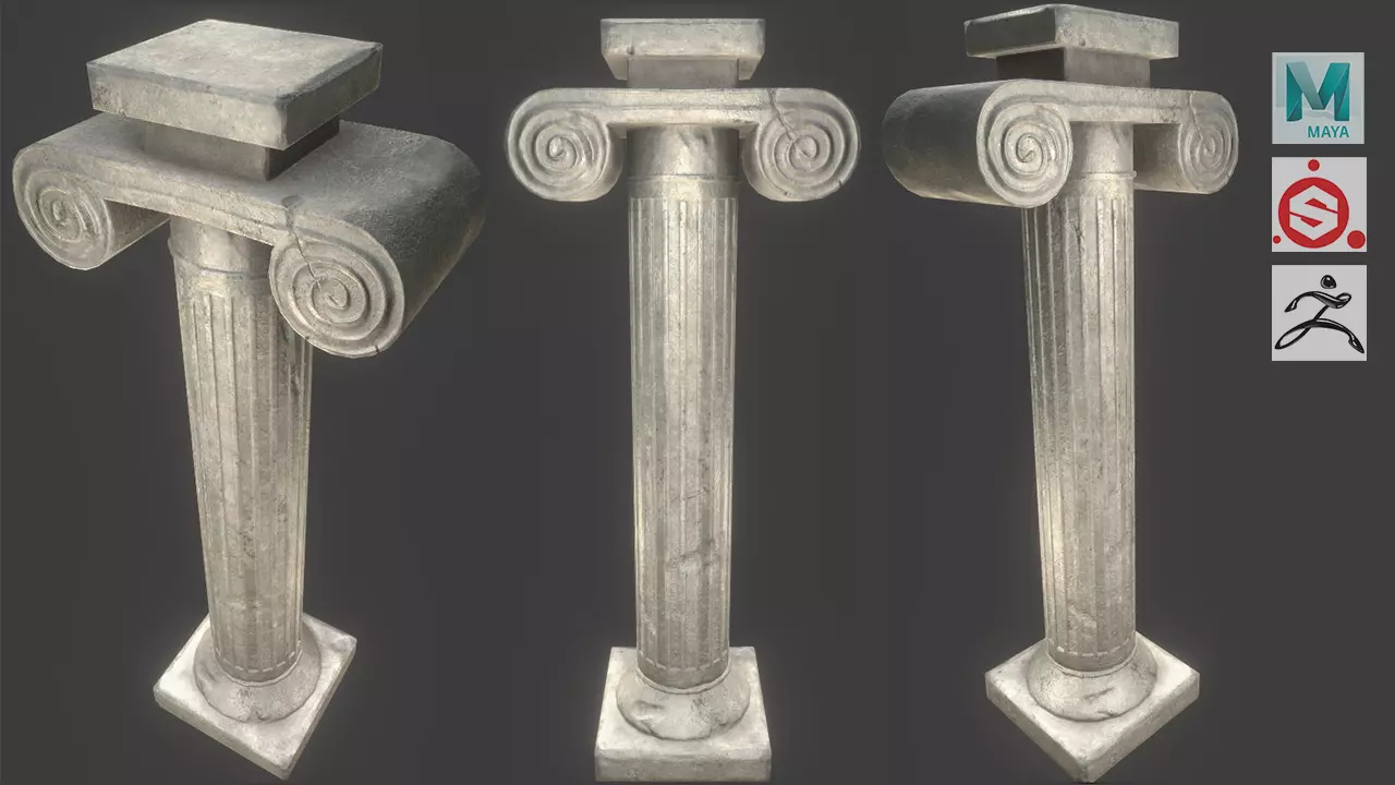 Pillar greek column Free low-poly 3D model_0