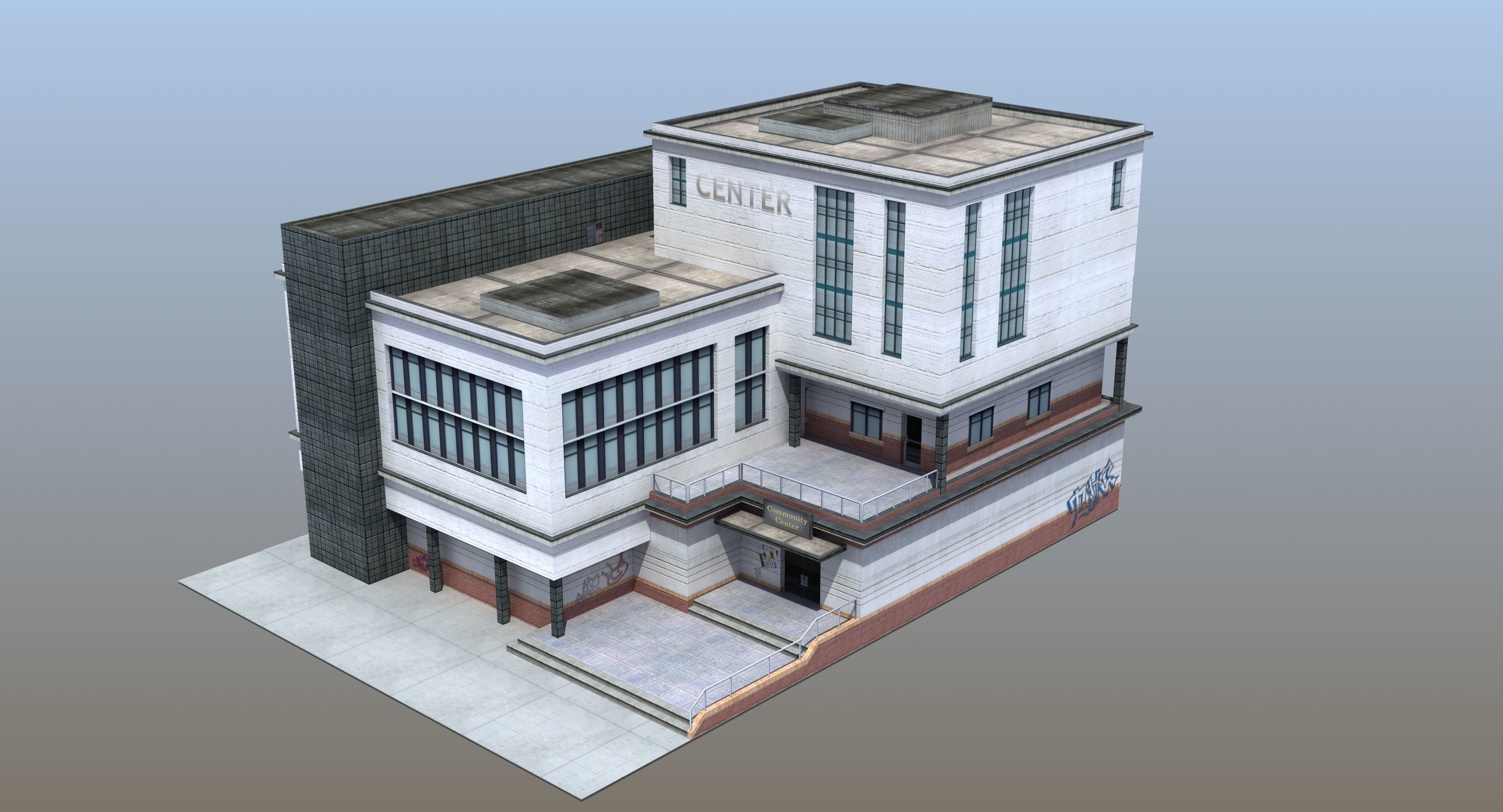 Modern School Building 3D model_34