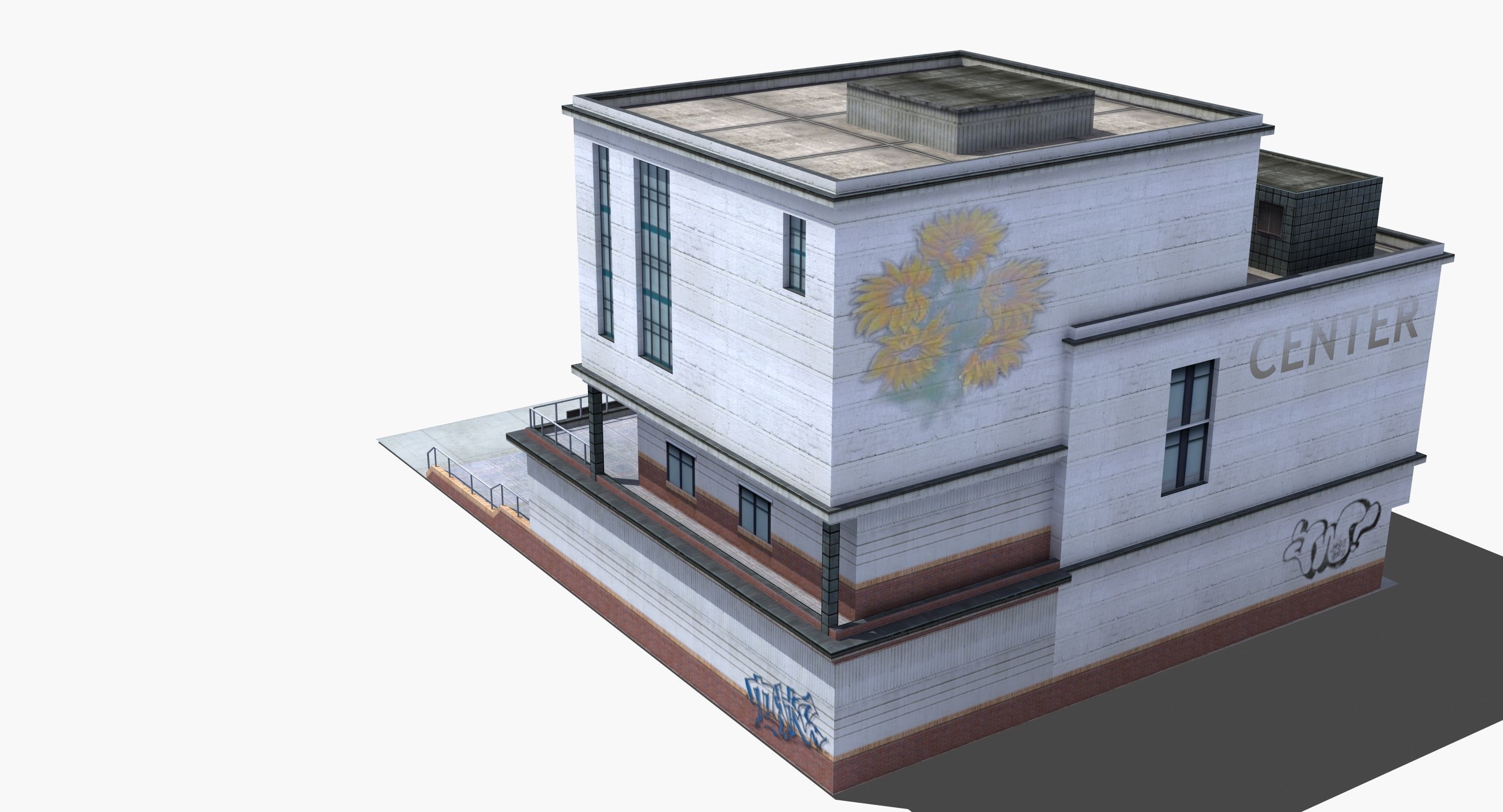 Modern School Building 3D model_13