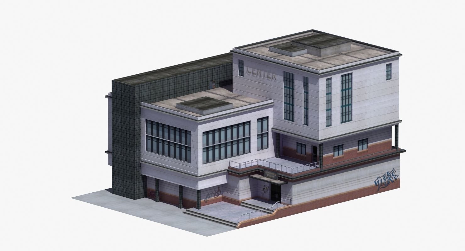 Modern School Building 3D model_47